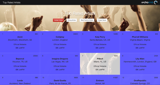 Echonest Artists Application